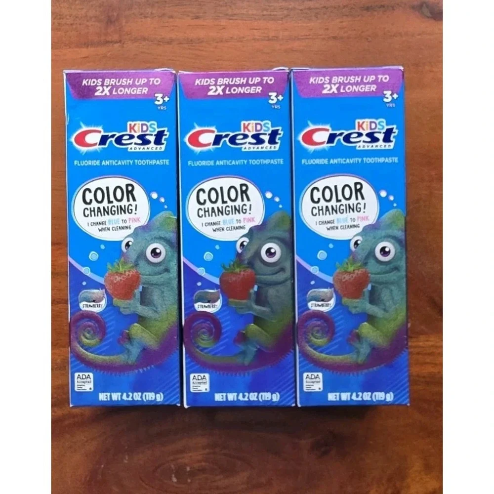 Crest‎ Kids Advanced Color Changing Toothpaste Fluoride 4.2 oz Pack of 3